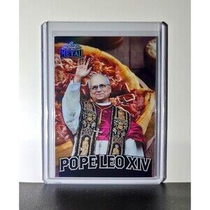 Pope Leo XIV 2025 Leaf Metal Trading Card Deep Dish Pizza Parallel /569